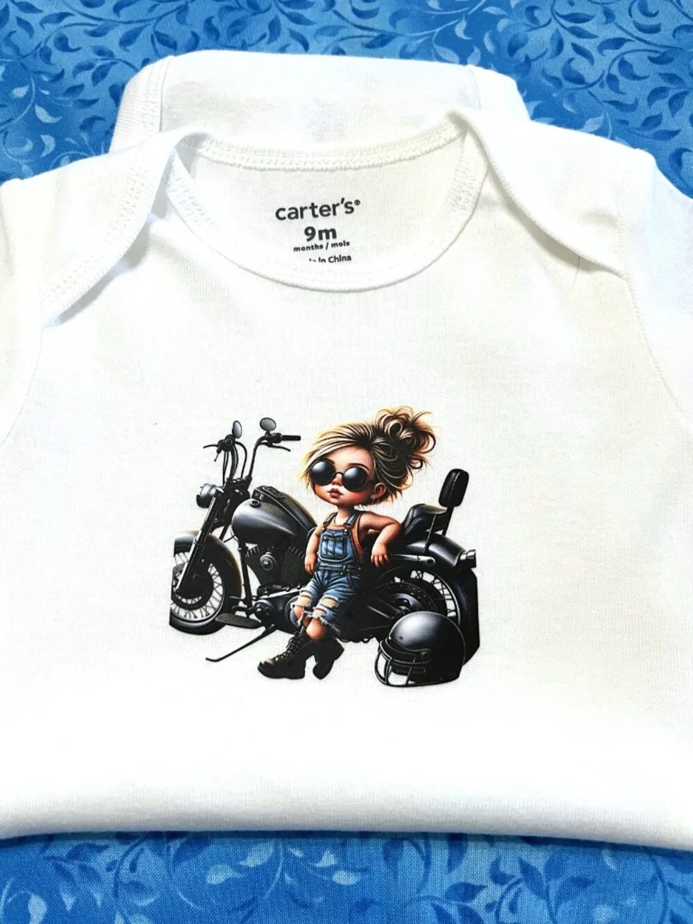 Baby Onesies 9 Month Motorcycle White Really Cute